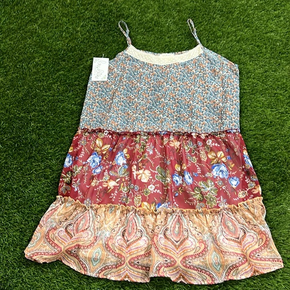 Umgee Lace Trim Tiered Dress - Picture 1 of 4